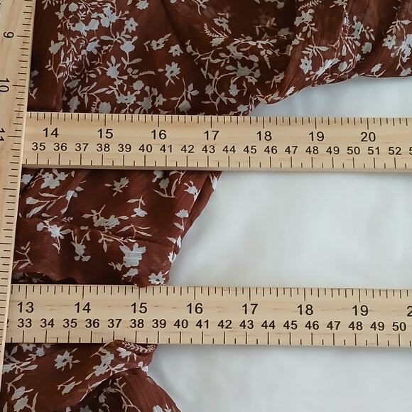 Indulge Instyle Dress Womens XL Brown A-line Floral Long Sleeve Chiffon Coquette - Picture 15 of 16